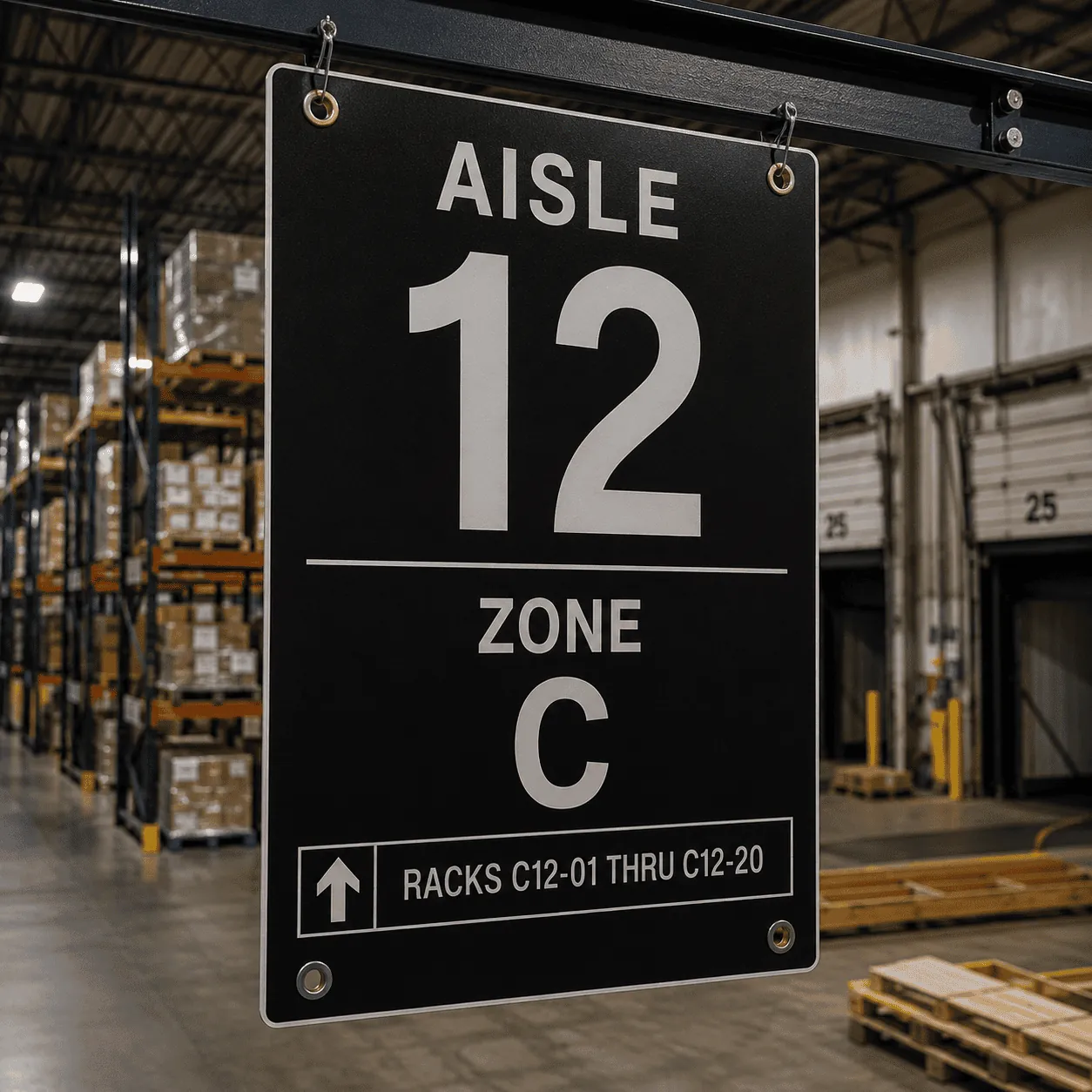Custom phenolic label Rack Location and Bin Identification